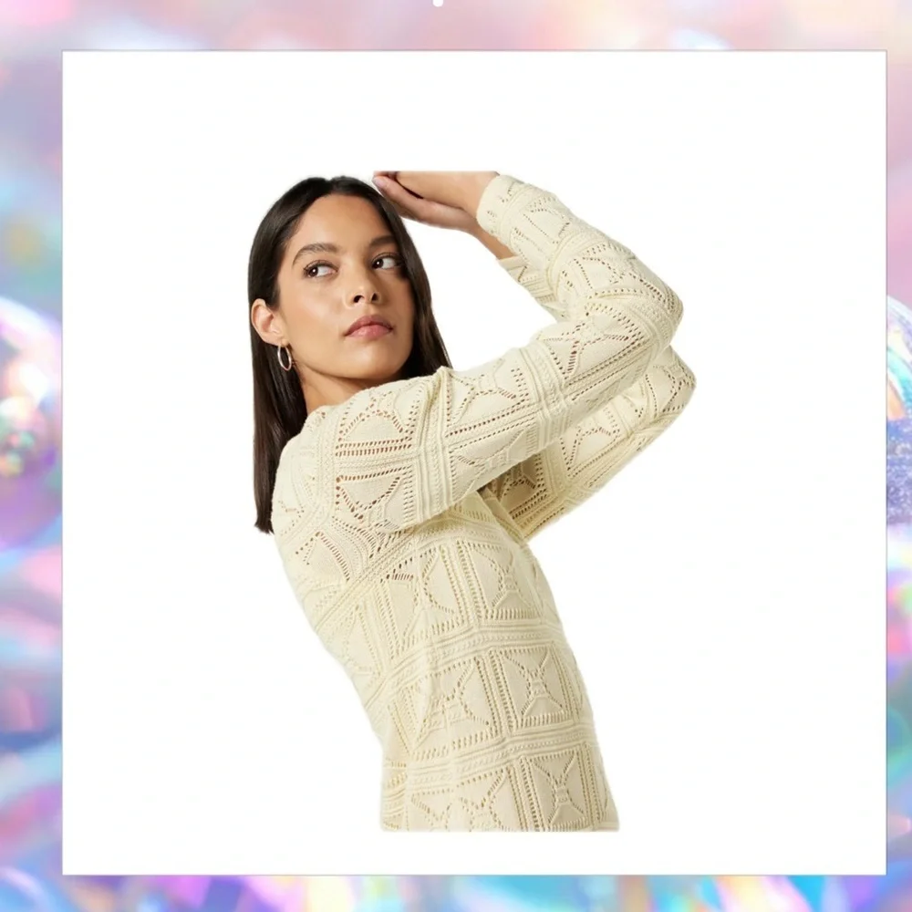 The Drop Women's Laney Crochet Micro Cream Mini Dress Size M NWT - Picture 3 of 6